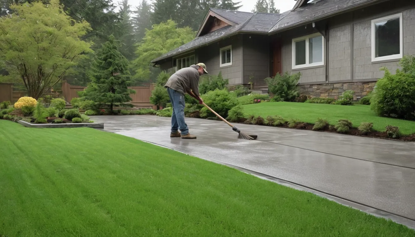 A new broom-finish concrete driveway beside a wood-frame home in Everett